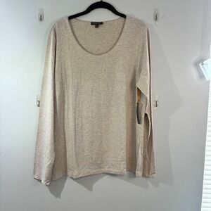 NWT Amber Sun Long Sleeve Top Scoop Neck Knit Casual‎ Beige Size-XL